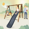 Balançoire avec toboggan en bois traité carré, Objectif Nature 3 agrès - Fleur 