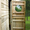 Cabane en bois traité pour enfant avec préau et banc - Hacienda - Zoom sur la porte fermière