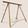 Portique en bois avec corde et échelle 4 agrès - Ernest
