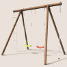 Portique en bois avec corde et échelle 4 agrès - Ernest - Vue 3/4 gauche