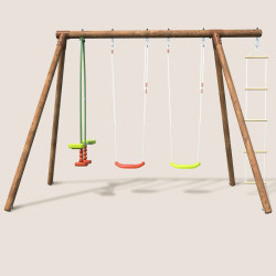 Grand portique en bois pour enfant 4 agrès - Gabin - Vue de face