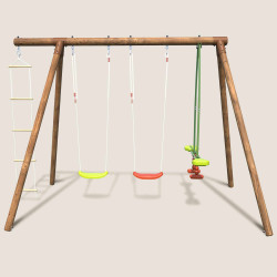 Grand portique en bois pour enfant 4 agrès - Gabin - Vue de dos
