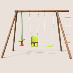 Portique en bois pour enfant 4 agrès - Suzon - Vue de face