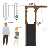 Balançoire avec toboggan en bois traité carré, Objectif Nature 3 agrès - Trèfle - Comparatif taille utilisateur / Produit