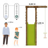 Station en bois avec portique 3 agrès et balançoire - Tulipe - pour enfant de 3 à 12 ans.