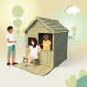 Cabane en bois traité avec terrasse et banc enfant - Heidi - Pour 3 enfants de 3 à 12 ans