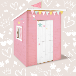 Cabane en bois avec toit plat en pente pour enfants – Santa Monica - Couleur rose