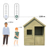 Cabane en bois traité avec terrasse et banc enfant - Heidi - Comparatif Taille des utilisateurs / hauteur du produit