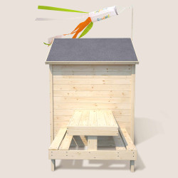 Cabane en bois avec table pour enfants – Tiana - Vue de gauche
