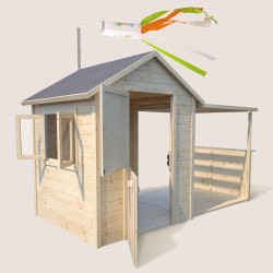 Cabane en bois avec pergola pour enfants - Eugénie -