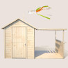Cabane en bois avec pergola pour enfants - Eugénie - Vue de face