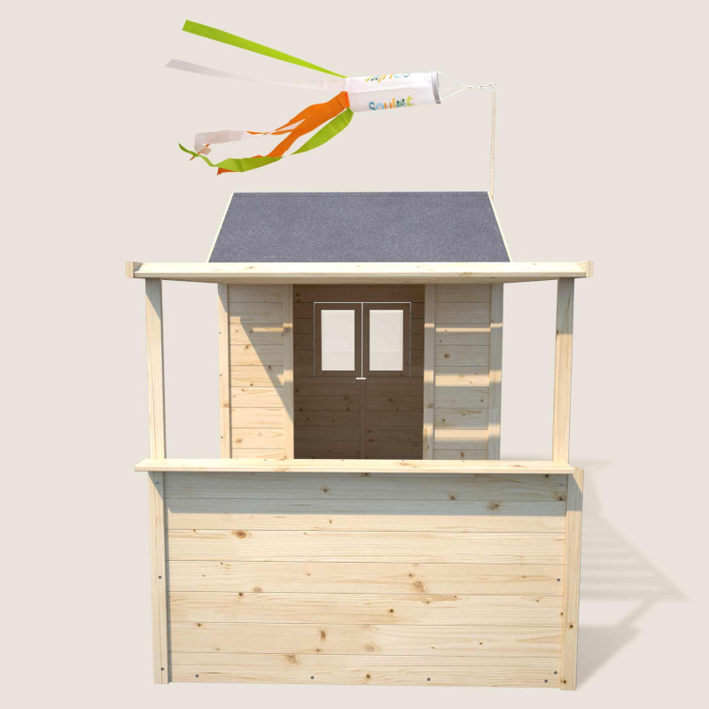 Cabane Enfants Santa Barbara – Bois Épicéa – Pergola & Fenêtre Plexiglas – 4 Enfants 3-12 Ans – Dimensions 251x158x201 Cm
