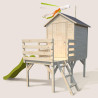 Cabane en bois sur pilotis avec toboggan pour enfants – Joséphine - Vue 3/4 gauche