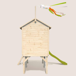Cabane en bois sur pilotis avec toboggan pour enfants – Joséphine - Vue de dos