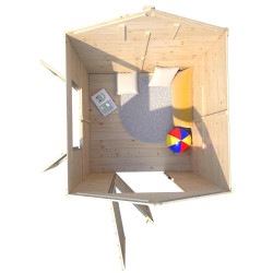 Cabane en bois avec bac à sable pour enfants – Elisabeth - Vue de l'interieur
