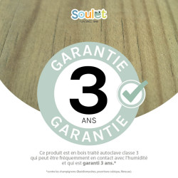 Cabane en bois traité pour enfant avec préau et banc - Hacienda - Garantie