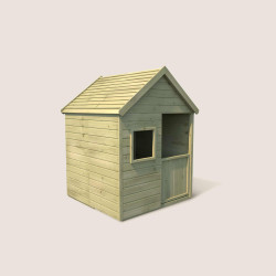 Cabane en bois traité avec plancher et portillon pour enfant - Marina - Vue 3/4 droite