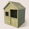 Cabane en bois traité avec plancher et portillon pour enfant - Marina - Vue 3/4 gauche
