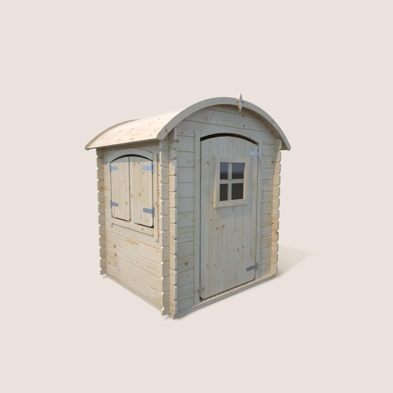 Petite cabane en bois 2 enfants - Patty - Vue 3/4 droite