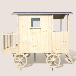 Cabane en bois mobile pour enfant - Roulotte Carry - Vue de gauche