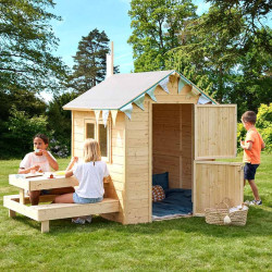 Cabane en bois avec table pour enfants – Tiana - Usage familial en extérieur