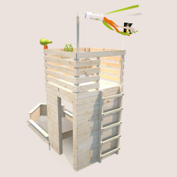 Cabane en bois avec bac à sable bateau pirate pour enfants - Pirate - Vue de dos