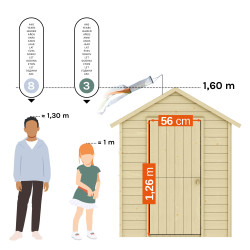 Cabane en bois avec table pour enfants – Tiana - Comparatif Taille des utilisateurs / hauteur du produit