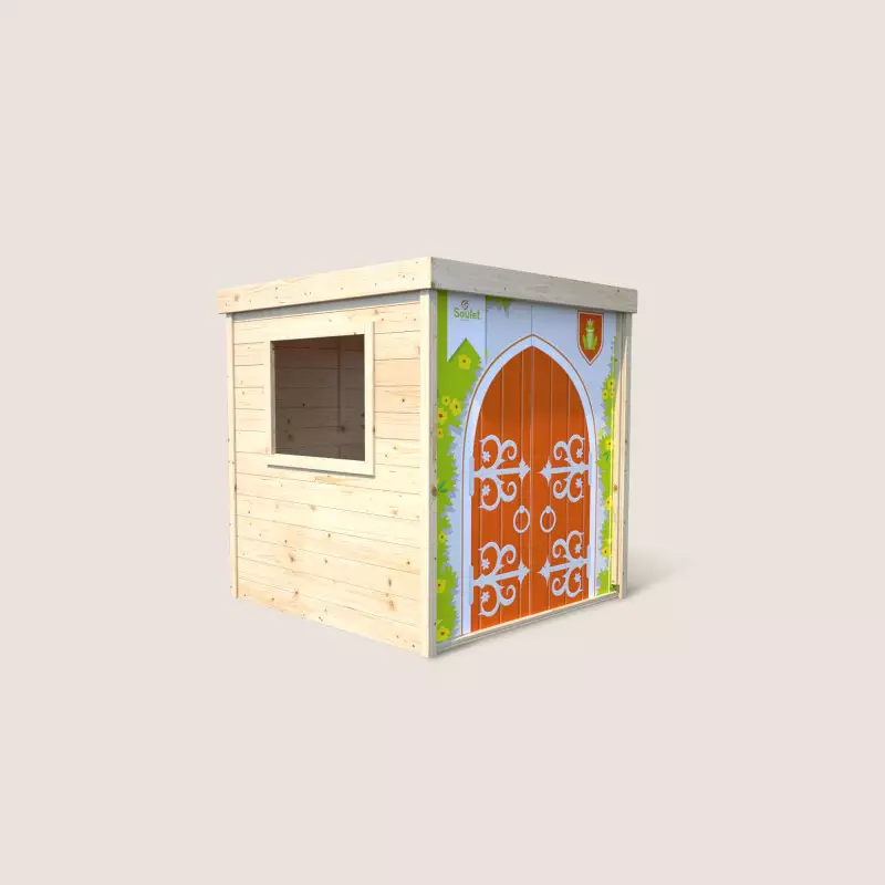 Cabane en bois traité avec plancher et portillon pour enfant - Marina