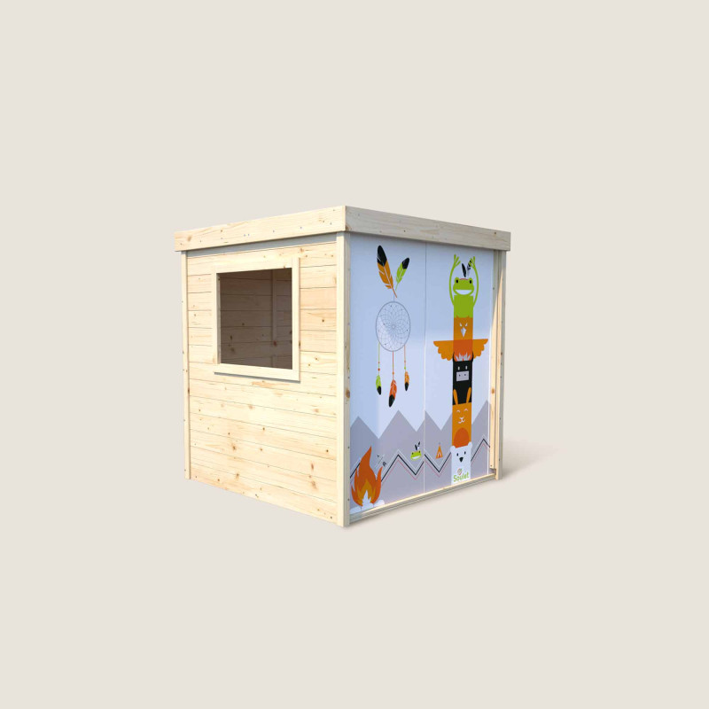 Cabane en bois et tissu pour enfants - Indian - Vue 3/4 droite