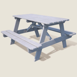 Table de pique-nique en bois lasurée Gris Taupe pour enfant - Picnic - Vue 3/4 droite