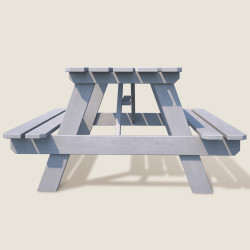 Table de pique-nique en bois lasurée Gris Taupe pour enfant - Picnic - Vue de face