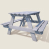 Table de pique-nique en bois lasurée Gris Taupe pour enfant - Picnic - Vue 3/4 gauche