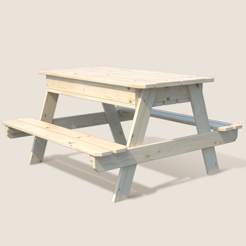 Table en bois pour enfant avec bac à sable intégré - Soulet - Vue 3/4 droite