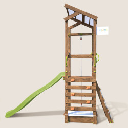 Aire de jeux avec mur d'escalade et corde à  grimper - HAPPY Rope 120 - Vue de côté