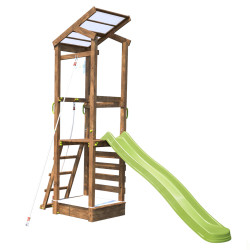 Aire de jeux avec mur d'escalade et corde à  grimper - HAPPY Rope 120 - Vue 3/4 droite - Fond blanc