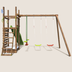 Aire de jeux pour enfant avec portique et mur d'escalade - HAPPY Swing & Climbing 150 - Vue de dos
