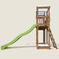 Aire de jeux 2 tours avec pont et toboggan - FUNNY Bridge - Vue de côté