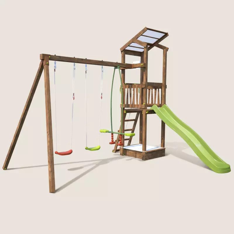 Aire de jeux avec portique et bac à  sable - HAPPY Swing 120 - Aire de jeux, avec toboggan h. 120 cm