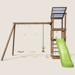 Aire de jeux avec portique et bac à  sable - HAPPY Swing 120 - Aire de jeux, avec toboggan h. 120 cm - Vue de face