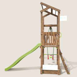 Aire de jeux avec portique et bac à  sable - HAPPY Swing 120 - Aire de jeux, avec toboggan h. 120 cm - Vue de côté