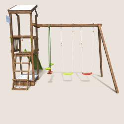 Aire de jeux avec portique et bac à  sable - HAPPY Swing 120 - Aire de jeux, avec toboggan h. 120 cm - Vue de dos