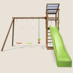 Aire de jeux pour enfant avec portique et bac à  sable - HAPPY Swing 150 - Aire de jeux, avec toboggan h. 150 cm - Vue de face