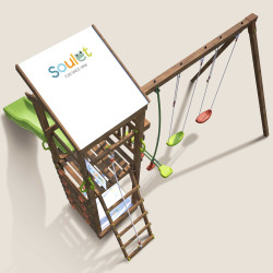 Aire de jeux pour enfant avec portique et bac à  sable - HAPPY Swing 150 - Aire de jeux, avec toboggan h. 150 cm - Vue de dessus