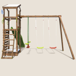 Aire de jeux pour enfant avec portique et bac à  sable - HAPPY Swing 150 - Aire de jeux, avec toboggan h. 150 cm - Vue de derriè