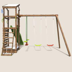 Aire de jeux pour enfant avec portique et bac à  sable - HAPPY Swing 150 - Aire de jeux, avec toboggan h. 150 cm - Vue de dos