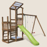 Aire de jeux 2 tours avec portique et mur d'escalade - FUNNY Swing & Climbing 120 - Aire de jeux, avec toboggan h. 120 cm