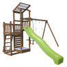 Aire de jeux pour enfant 2 tours avec portique et mur d'escalade - FUNNY Swing & Climbing 150 - Vue 3/4 droite