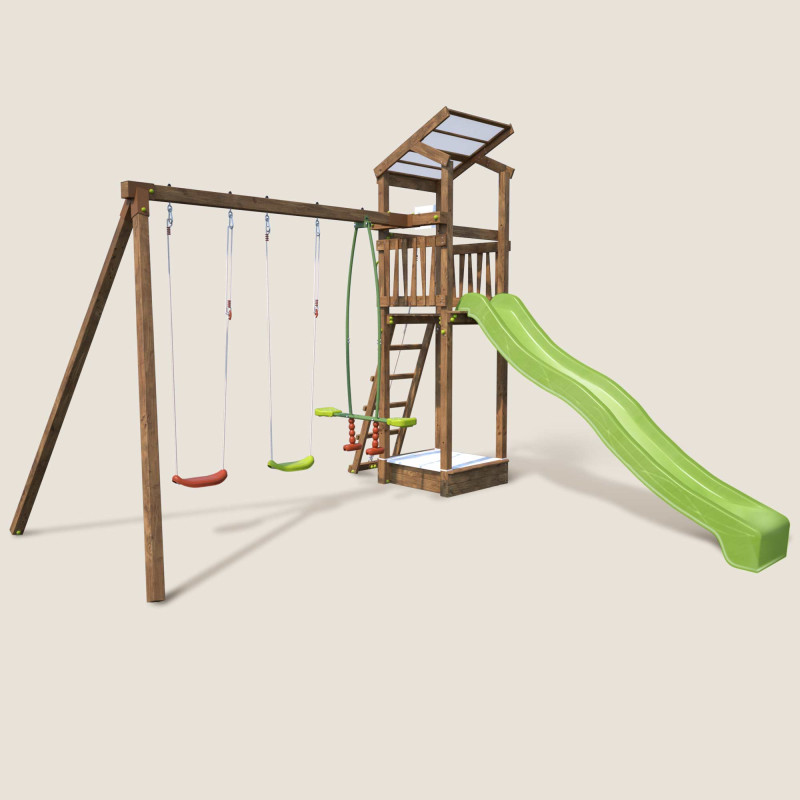 Aire de jeux pour enfant avec portique et bac à  sable - HAPPY Slide 150 - Vue 3/4 droite