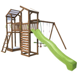 Aire de jeux pour enfant 2 tours avec pont et portique - FUNNY Swing & Bridge 150 - Aire de jeux, avec toboggan h. 150 cm