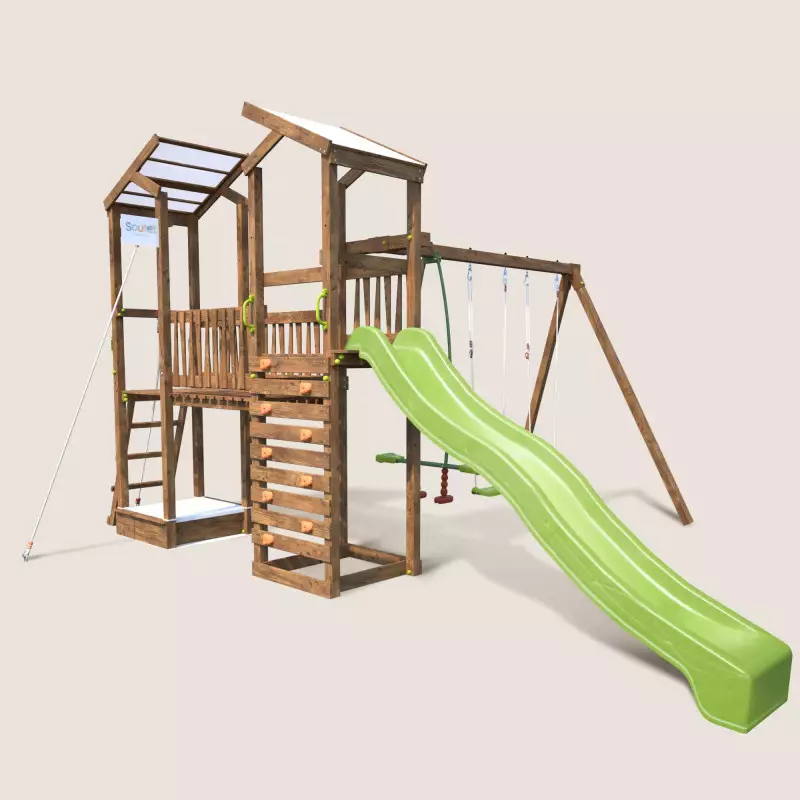 Funny Big Climbing 2 tours portique 3 agrès toboggan